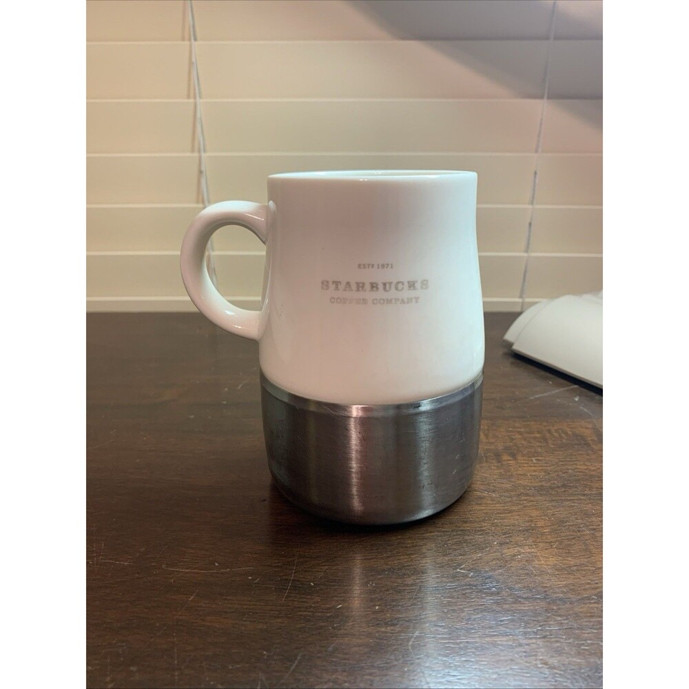 2004 Starbucks Ceramic & Stainless Steel Urban Desk 14oz Coffee Cup - No Lid